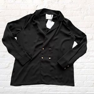 🆕 Revolve L’Academie black blouse with statement buttons